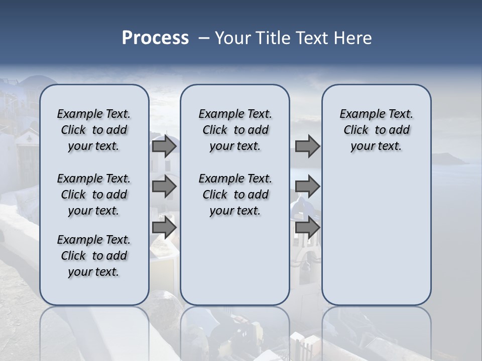 A Blue And White Church On A Cliff Overlooking The Ocean PowerPoint Template