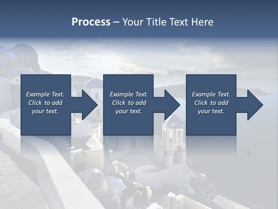 A Blue And White Church On A Cliff Overlooking The Ocean PowerPoint Template