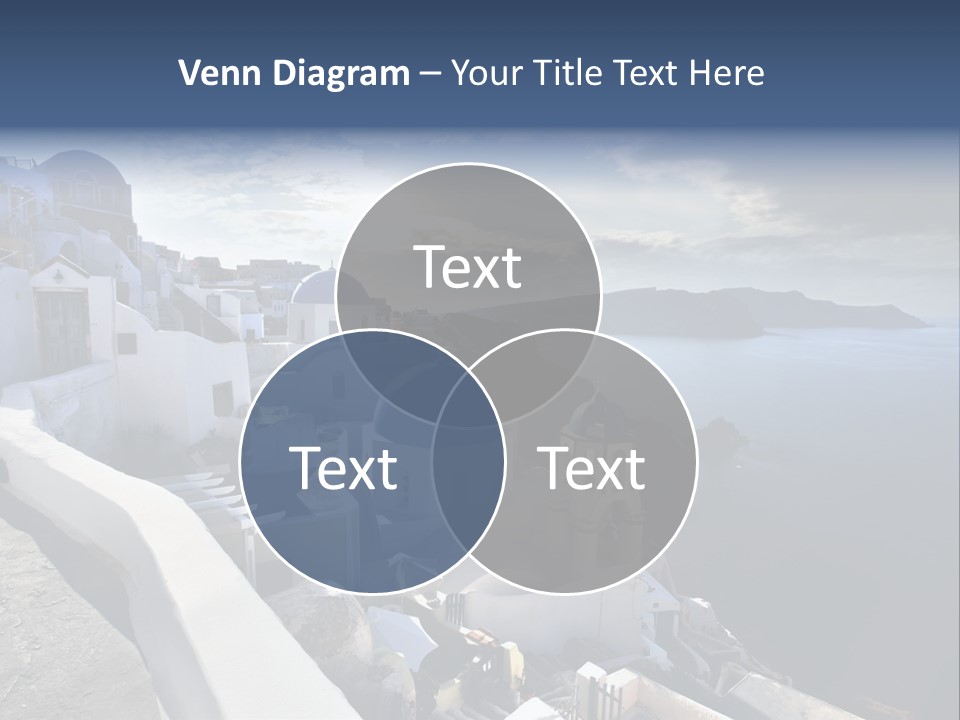 A Blue And White Church On A Cliff Overlooking The Ocean PowerPoint Template