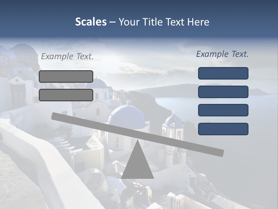 A Blue And White Church On A Cliff Overlooking The Ocean PowerPoint Template