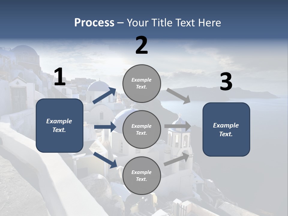 A Blue And White Church On A Cliff Overlooking The Ocean PowerPoint Template