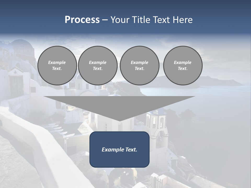 A Blue And White Church On A Cliff Overlooking The Ocean PowerPoint Template