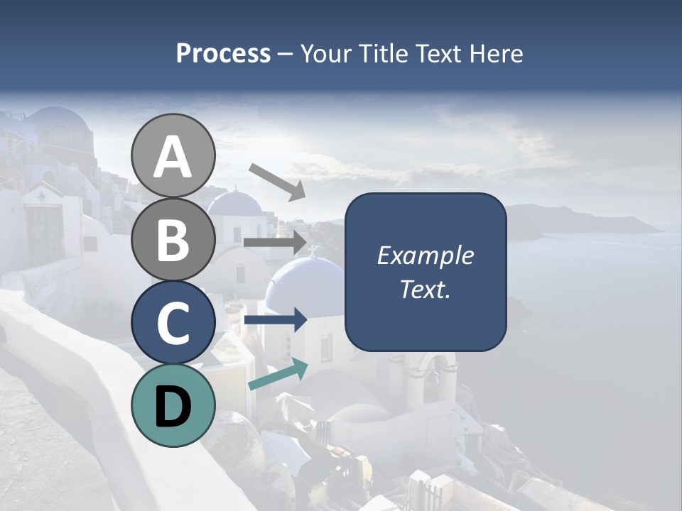 A Blue And White Church On A Cliff Overlooking The Ocean PowerPoint Template