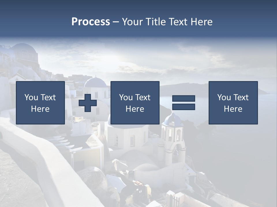 A Blue And White Church On A Cliff Overlooking The Ocean PowerPoint Template