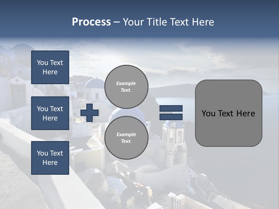 A Blue And White Church On A Cliff Overlooking The Ocean PowerPoint Template