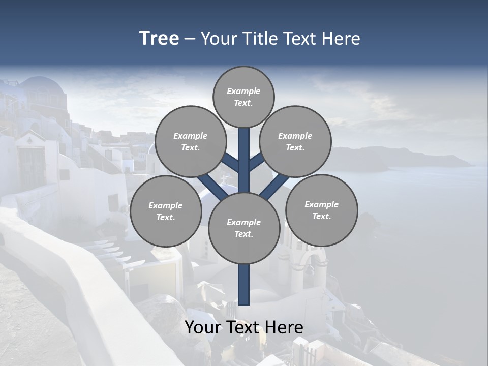 A Blue And White Church On A Cliff Overlooking The Ocean PowerPoint Template