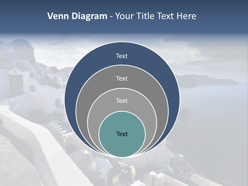 A Blue And White Church On A Cliff Overlooking The Ocean PowerPoint Template