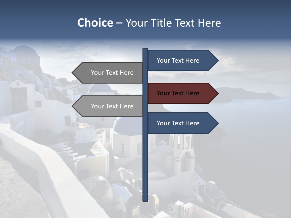 A Blue And White Church On A Cliff Overlooking The Ocean PowerPoint Template