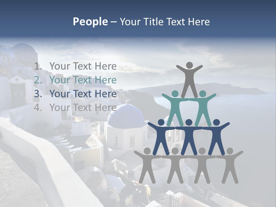 A Blue And White Church On A Cliff Overlooking The Ocean PowerPoint Template