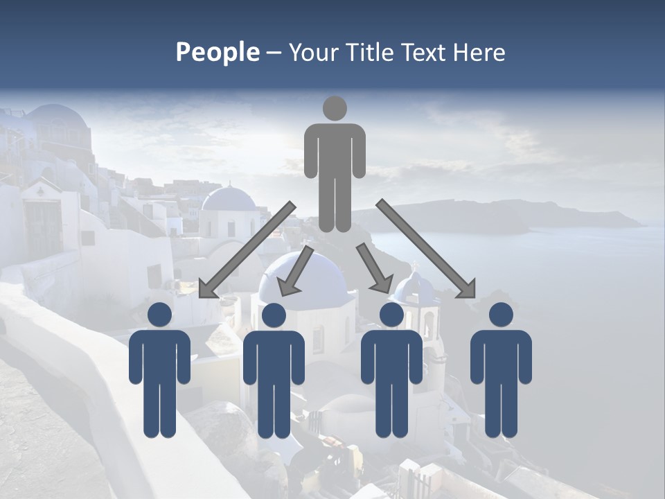 A Blue And White Church On A Cliff Overlooking The Ocean PowerPoint Template