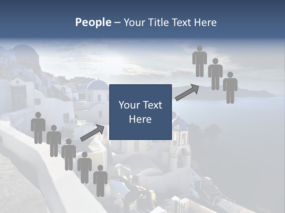 A Blue And White Church On A Cliff Overlooking The Ocean PowerPoint Template