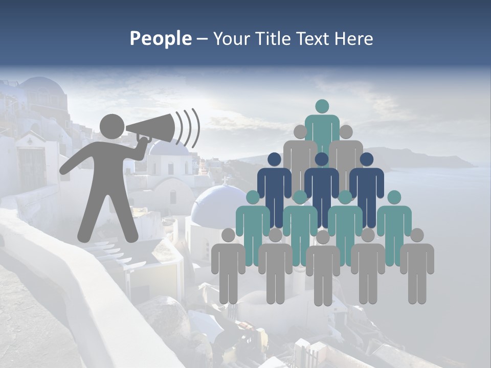 A Blue And White Church On A Cliff Overlooking The Ocean PowerPoint Template