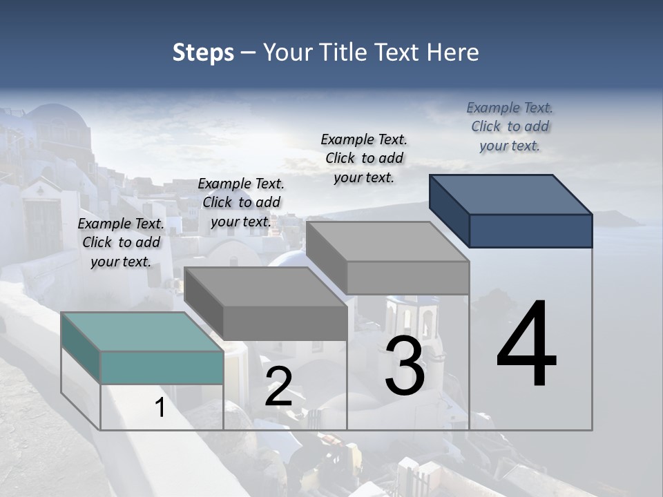 A Blue And White Church On A Cliff Overlooking The Ocean PowerPoint Template