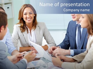 Training Woman Business PowerPoint Template