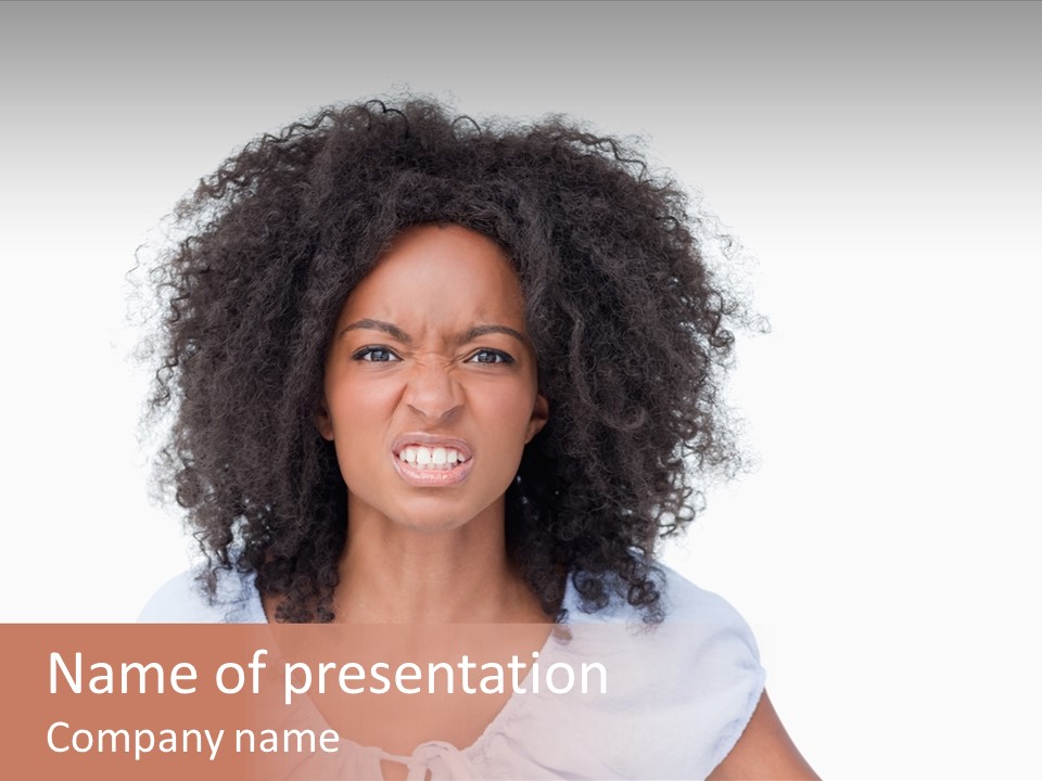 A Woman With An Afro Is Smiling For The Camera PowerPoint Template