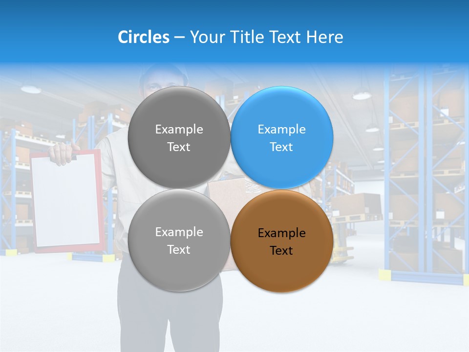 A Man Standing In A Warehouse Holding A Clipboard PowerPoint Template