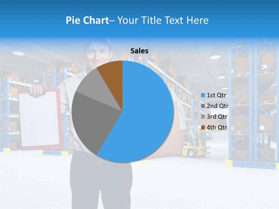 A Man Standing In A Warehouse Holding A Clipboard PowerPoint Template