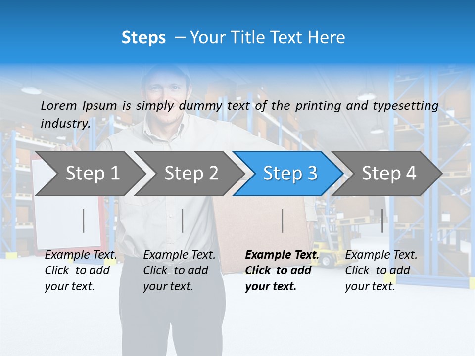 A Man Standing In A Warehouse Holding A Clipboard PowerPoint Template