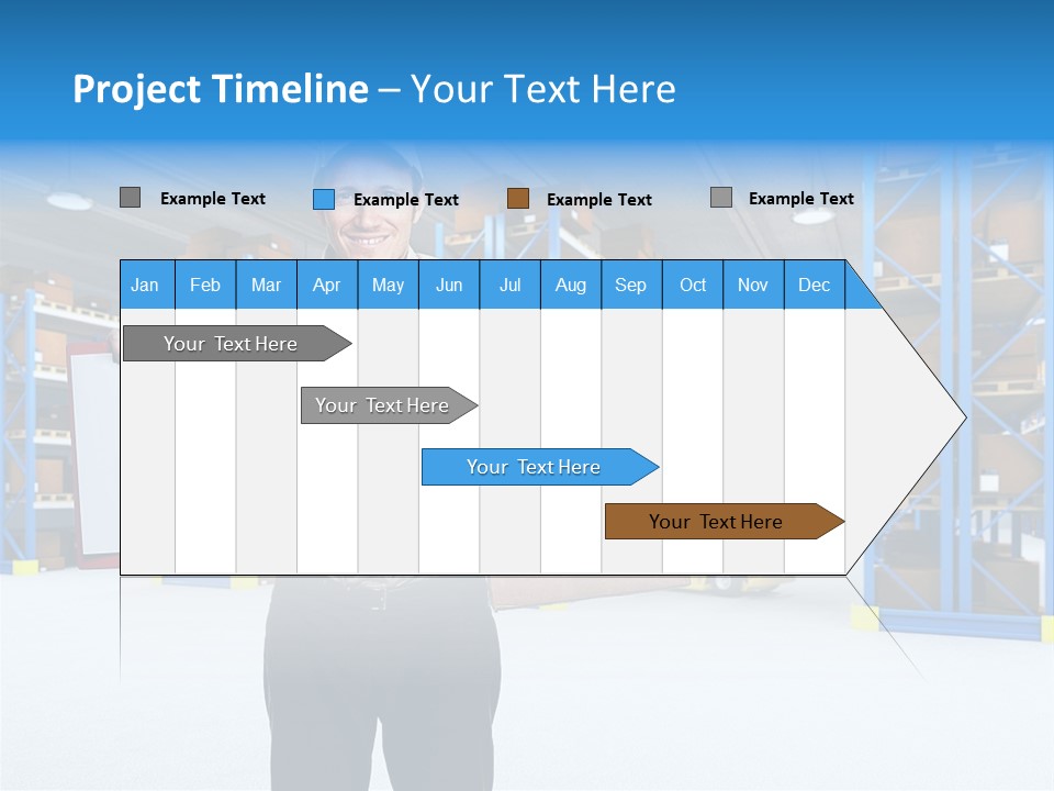 A Man Standing In A Warehouse Holding A Clipboard PowerPoint Template