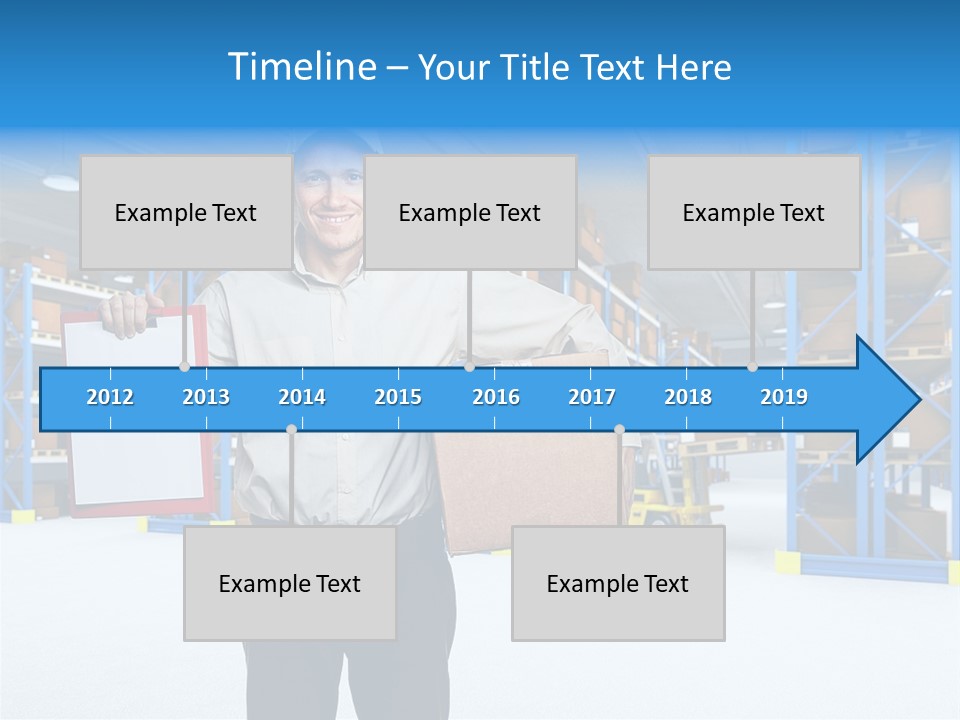 A Man Standing In A Warehouse Holding A Clipboard PowerPoint Template