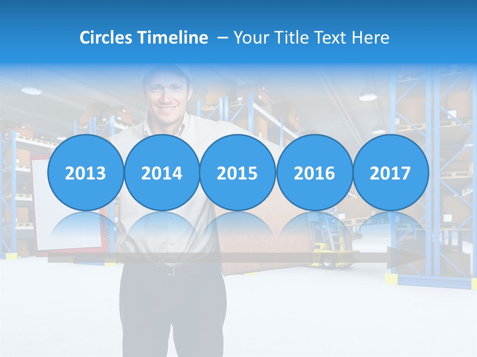 A Man Standing In A Warehouse Holding A Clipboard PowerPoint Template