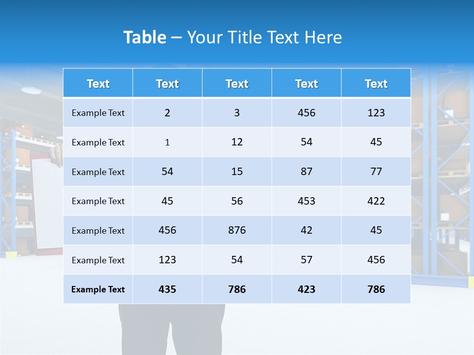 A Man Standing In A Warehouse Holding A Clipboard PowerPoint Template