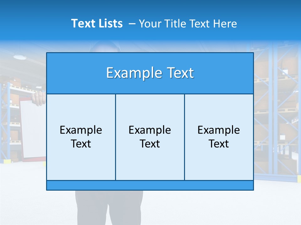 A Man Standing In A Warehouse Holding A Clipboard PowerPoint Template