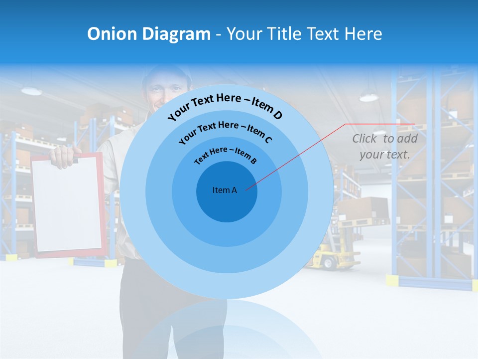 A Man Standing In A Warehouse Holding A Clipboard PowerPoint Template