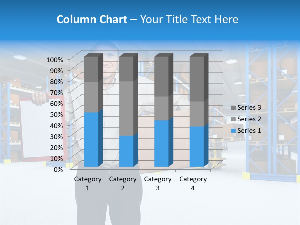 A Man Standing In A Warehouse Holding A Clipboard PowerPoint Template