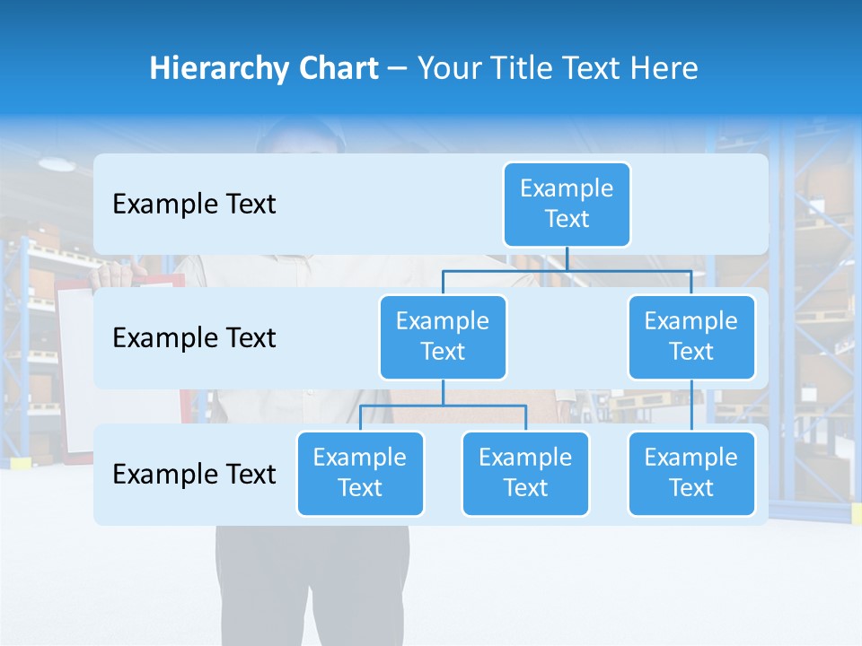 A Man Standing In A Warehouse Holding A Clipboard PowerPoint Template