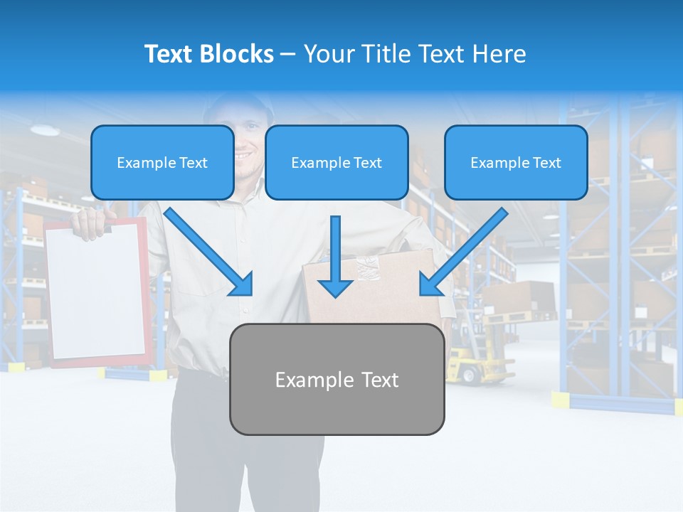 A Man Standing In A Warehouse Holding A Clipboard PowerPoint Template