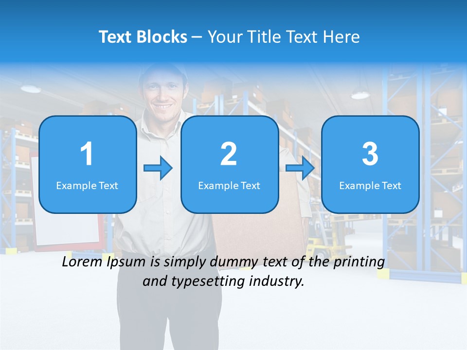 A Man Standing In A Warehouse Holding A Clipboard PowerPoint Template