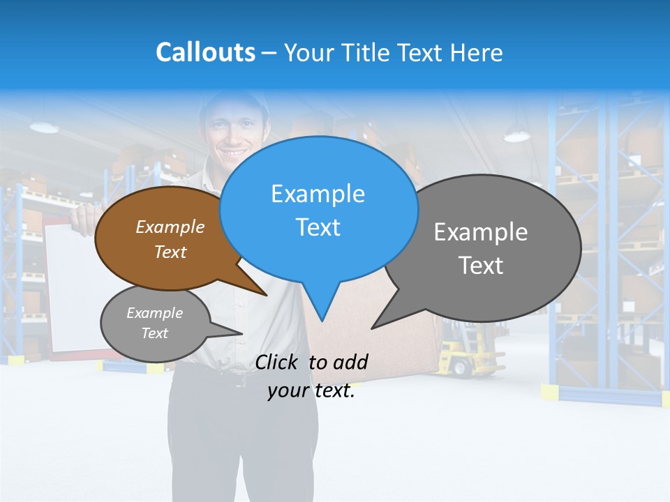 A Man Standing In A Warehouse Holding A Clipboard PowerPoint Template