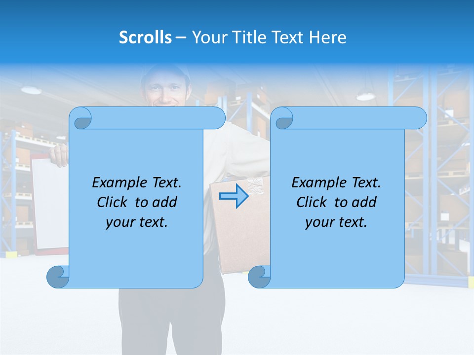 A Man Standing In A Warehouse Holding A Clipboard PowerPoint Template