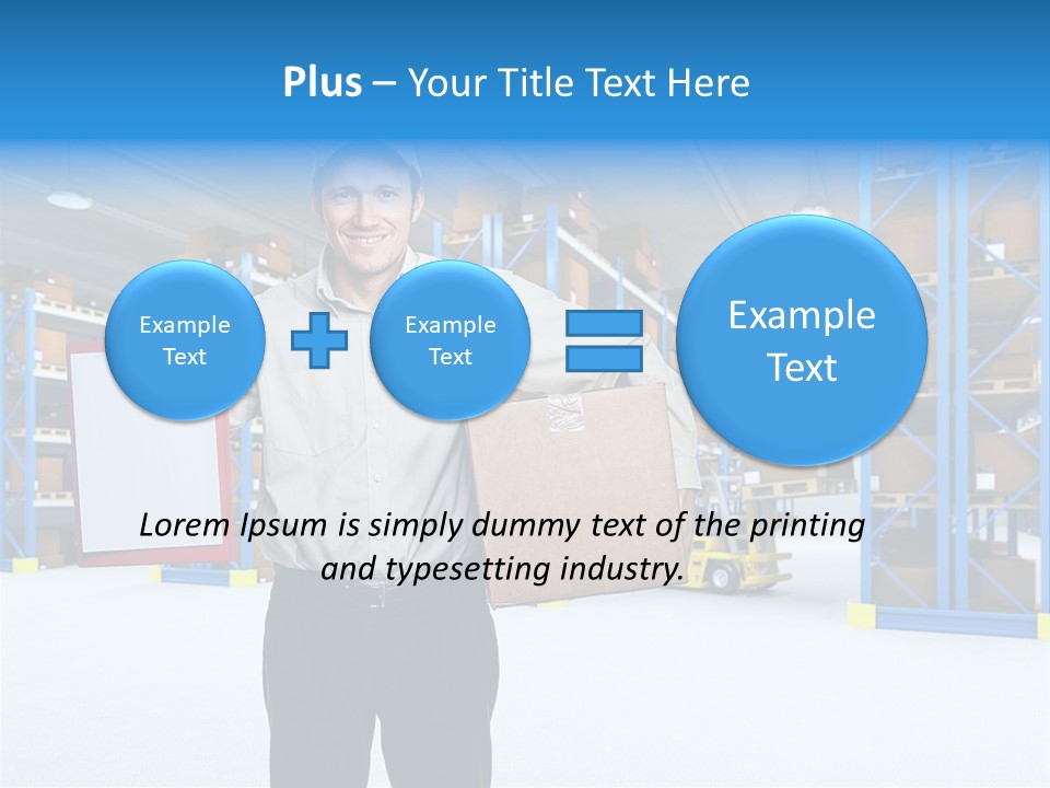 A Man Standing In A Warehouse Holding A Clipboard PowerPoint Template