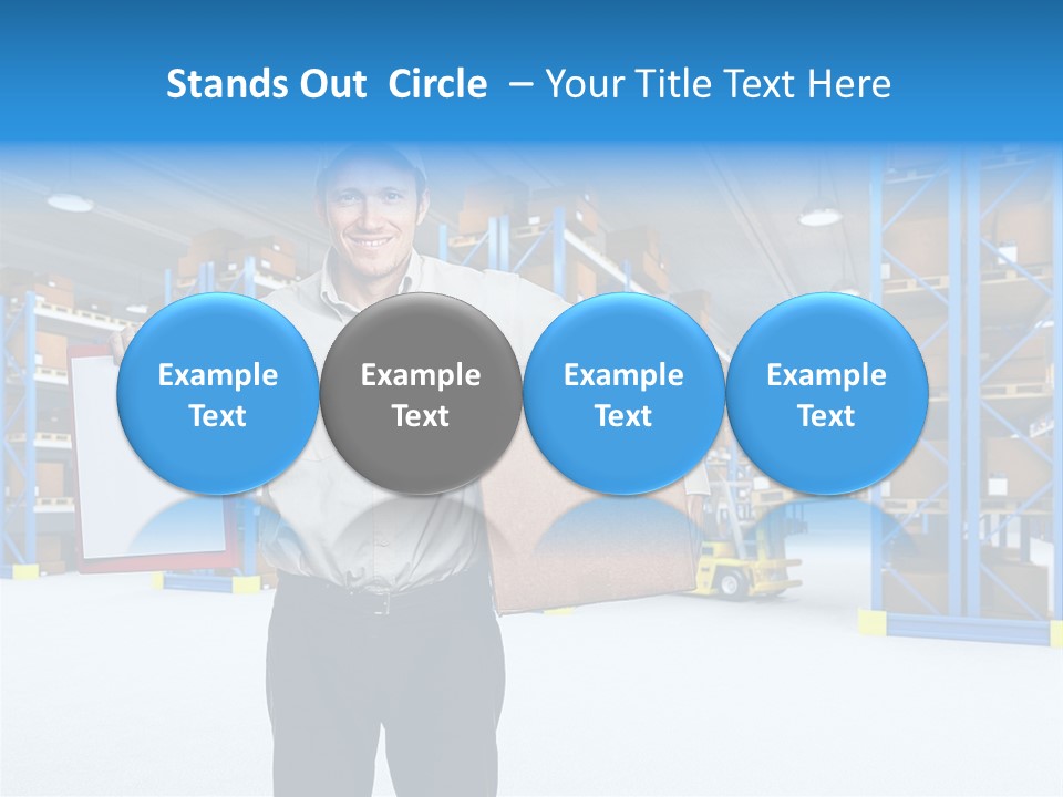 A Man Standing In A Warehouse Holding A Clipboard PowerPoint Template
