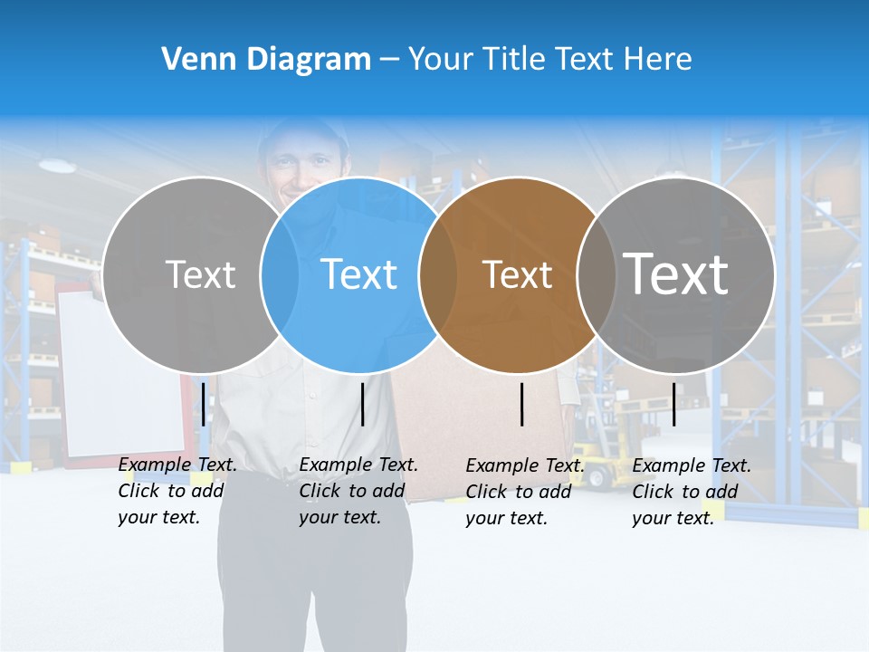 A Man Standing In A Warehouse Holding A Clipboard PowerPoint Template