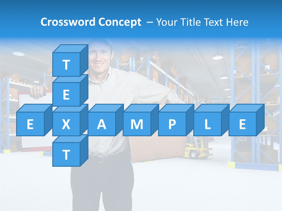 A Man Standing In A Warehouse Holding A Clipboard PowerPoint Template