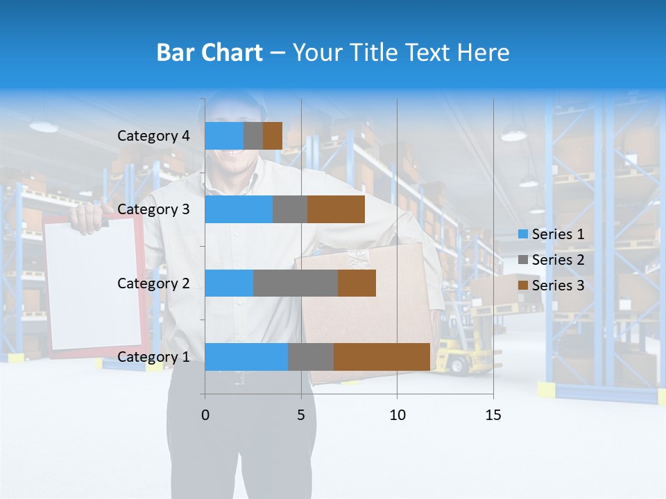 A Man Standing In A Warehouse Holding A Clipboard PowerPoint Template