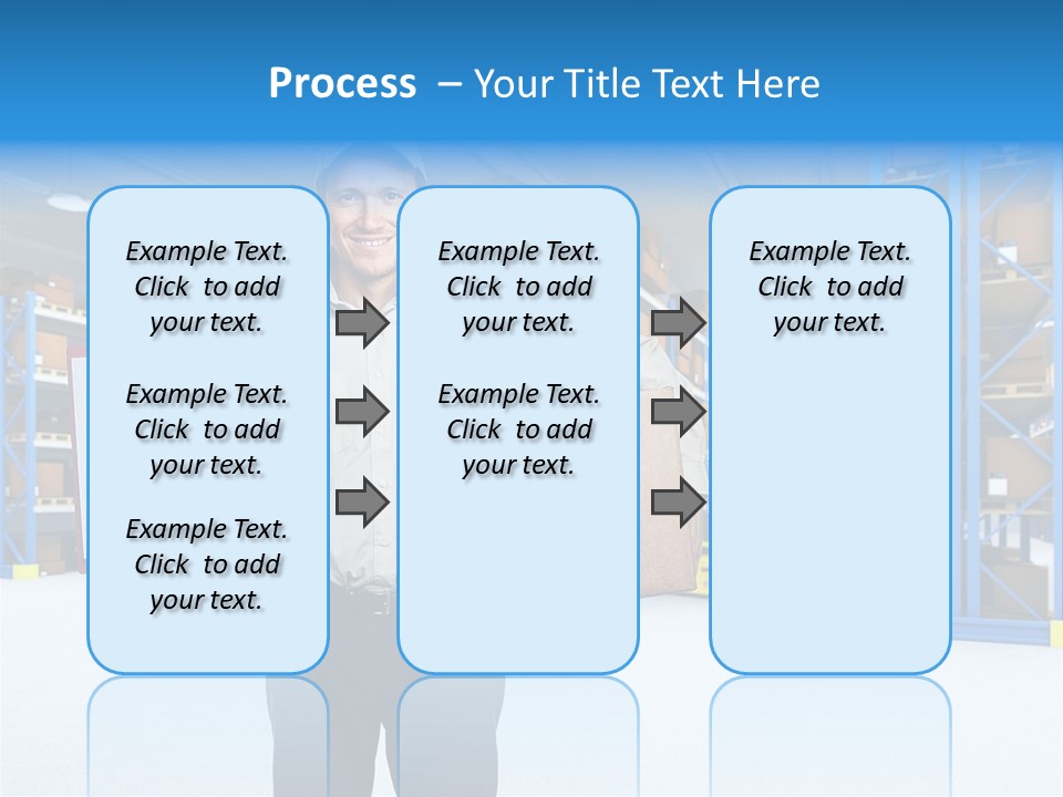 A Man Standing In A Warehouse Holding A Clipboard PowerPoint Template