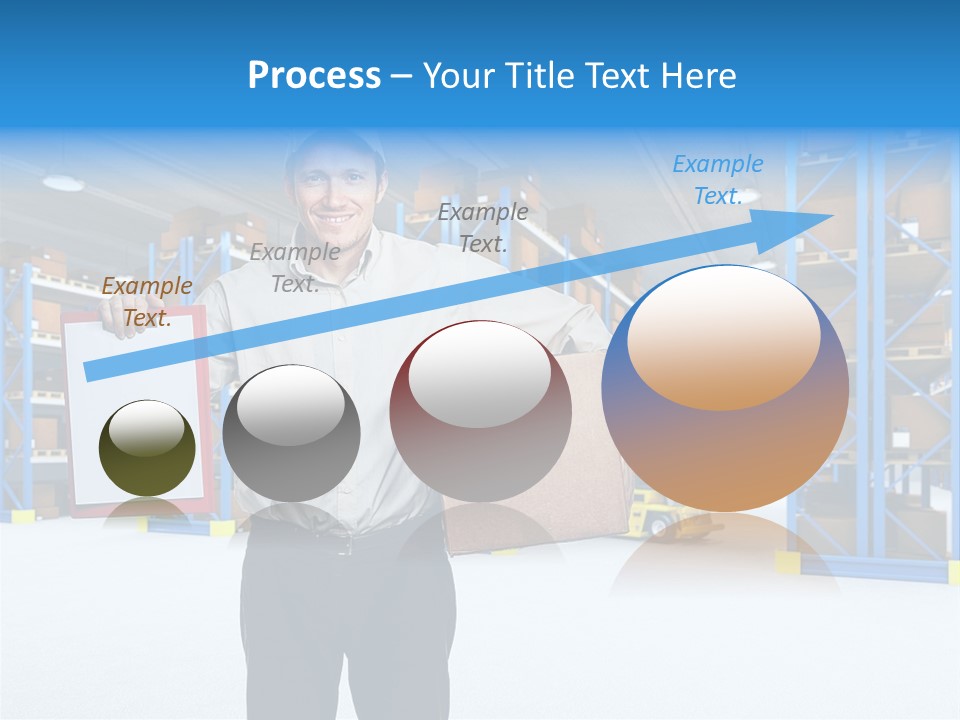 A Man Standing In A Warehouse Holding A Clipboard PowerPoint Template