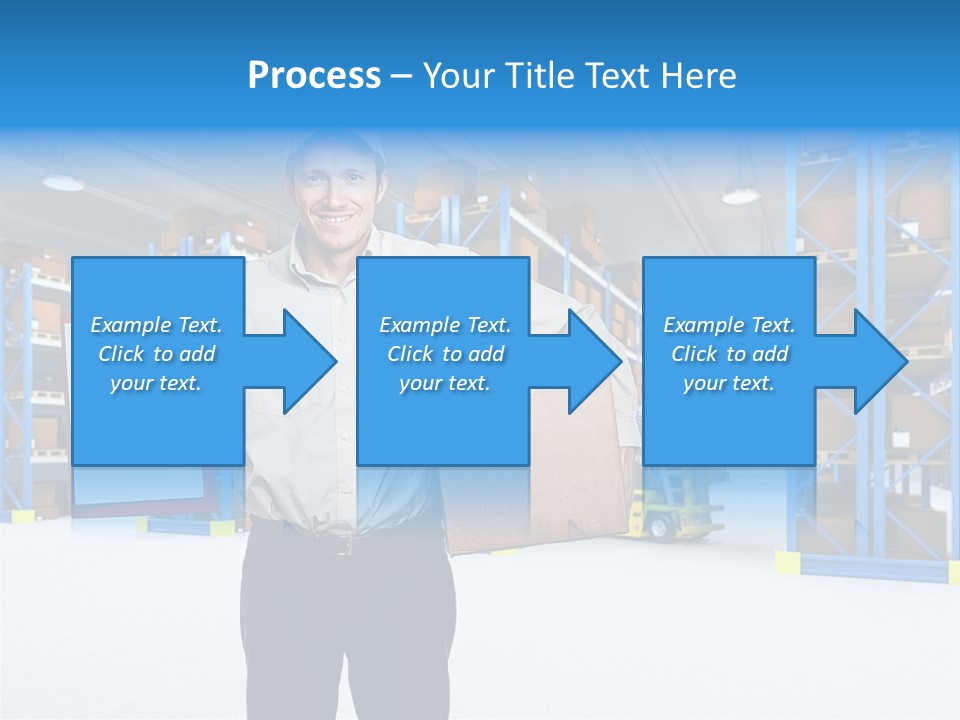 A Man Standing In A Warehouse Holding A Clipboard PowerPoint Template