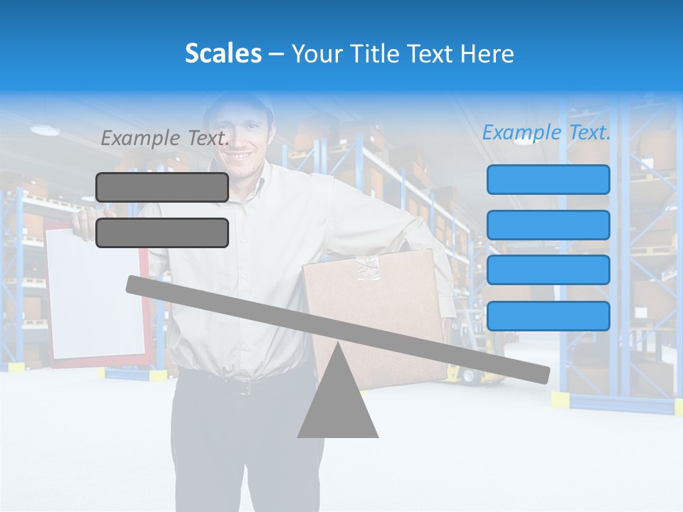 A Man Standing In A Warehouse Holding A Clipboard PowerPoint Template