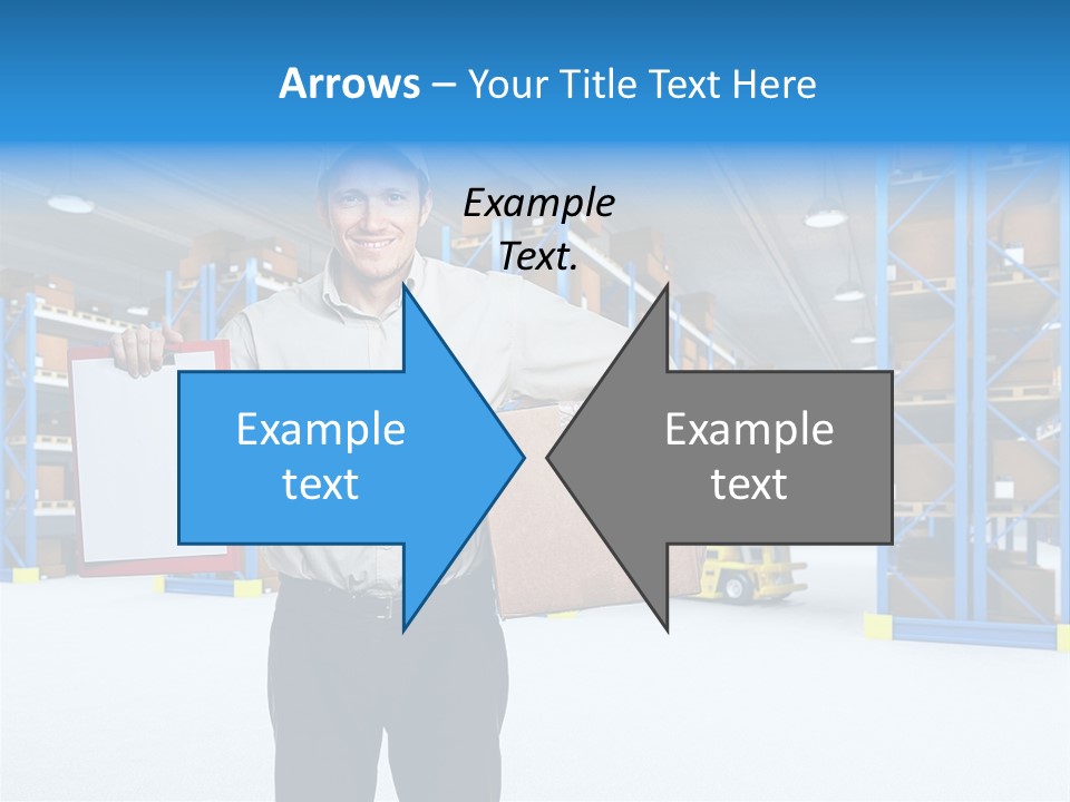 A Man Standing In A Warehouse Holding A Clipboard PowerPoint Template