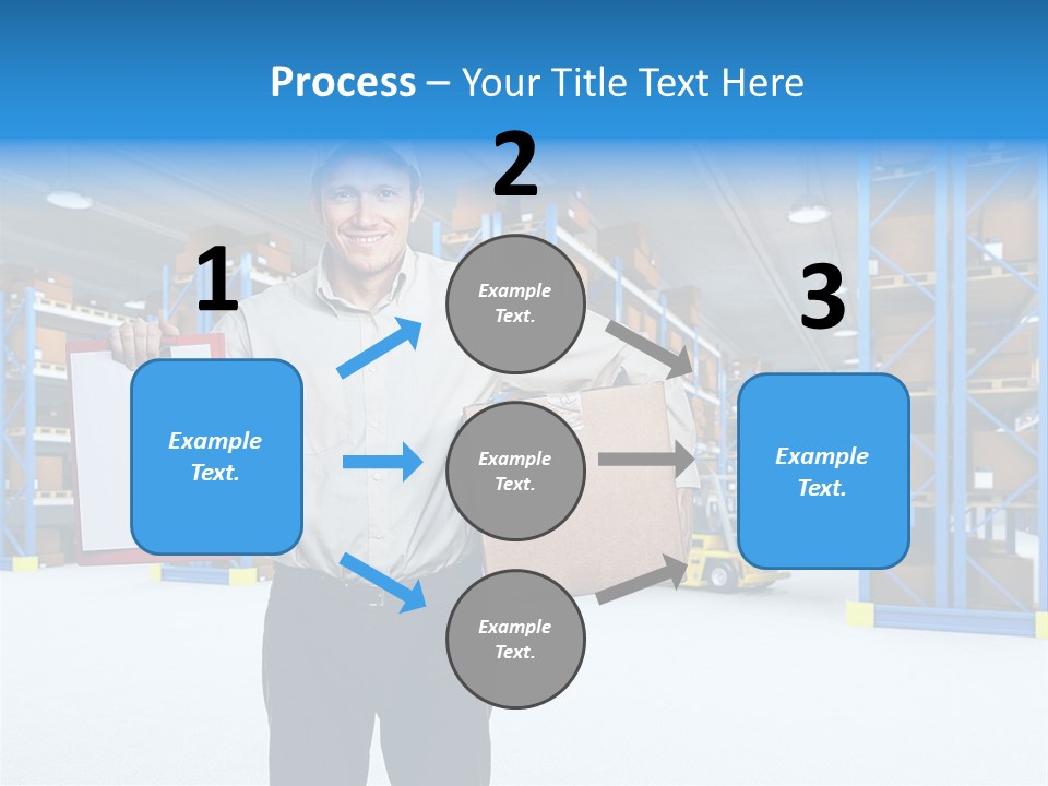 A Man Standing In A Warehouse Holding A Clipboard PowerPoint Template