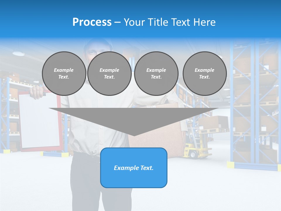A Man Standing In A Warehouse Holding A Clipboard PowerPoint Template