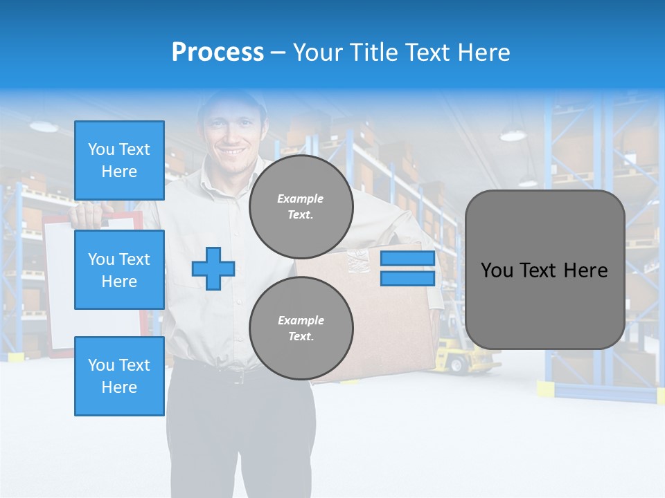A Man Standing In A Warehouse Holding A Clipboard PowerPoint Template