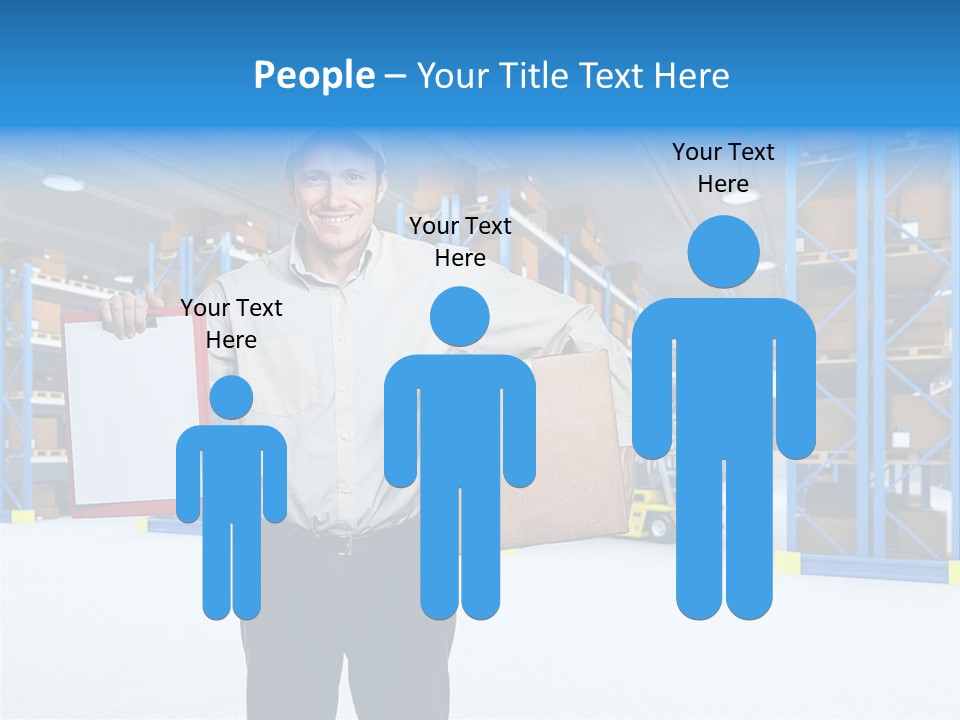 A Man Standing In A Warehouse Holding A Clipboard PowerPoint Template