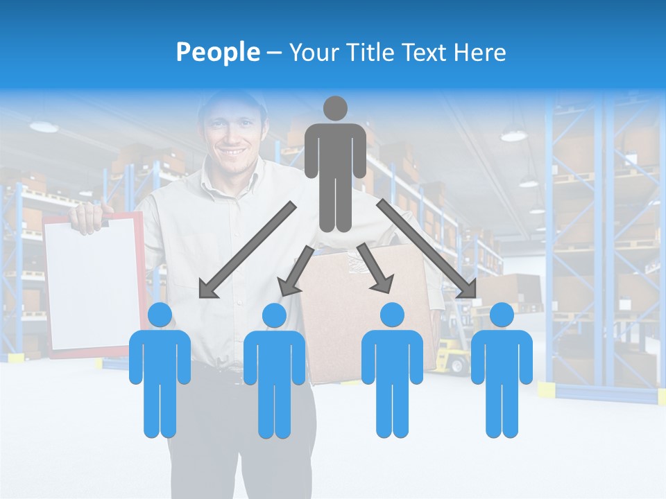 A Man Standing In A Warehouse Holding A Clipboard PowerPoint Template