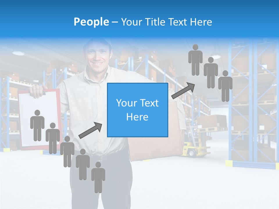 A Man Standing In A Warehouse Holding A Clipboard PowerPoint Template